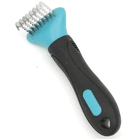 M-Pets klittenkam zwart&blauw 5.5x15.5cm