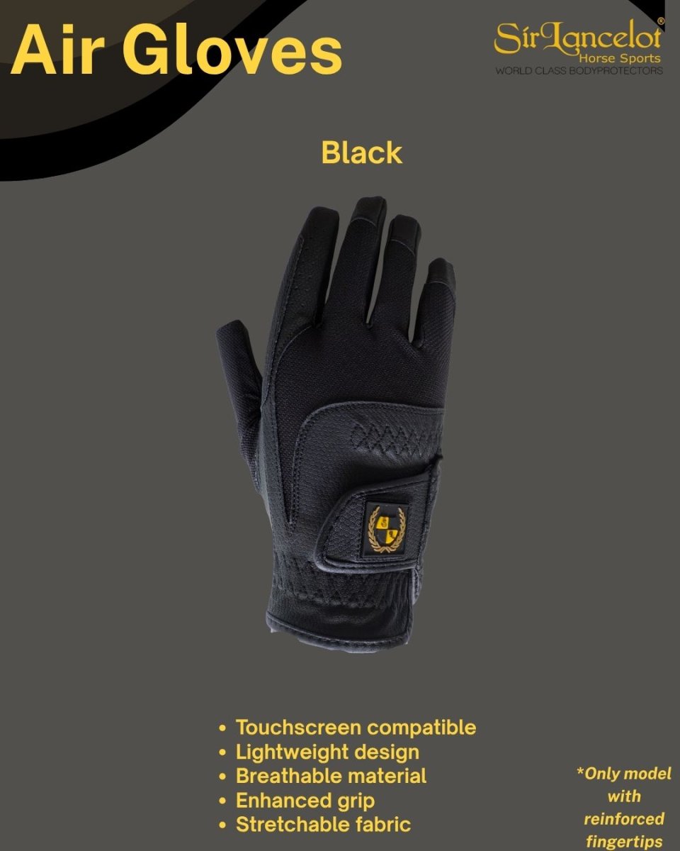 Air glove verstevigde rijhandschoenen SirLancelot zwart