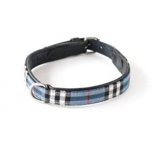 HB hondenhalsband met ruit blauw