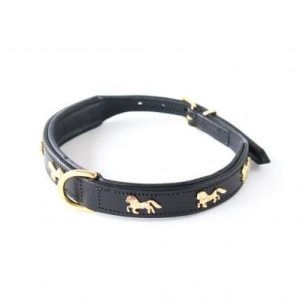 HB Halsband paardjes zwart/goud