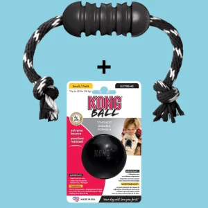 Combideal Kong Extreme Dental Touw + Extreme Bal Zwart