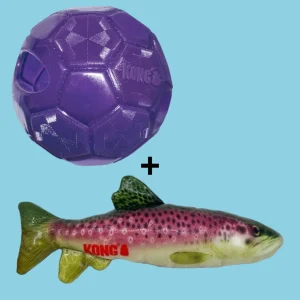 Combideal Kong Flexball Paars (15.5 CM) + Kong Wild Shieldz Trout