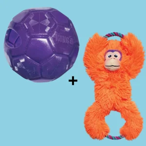 Kong Flexball Paars & Kong Tuggz Aap Hondenspeeltje