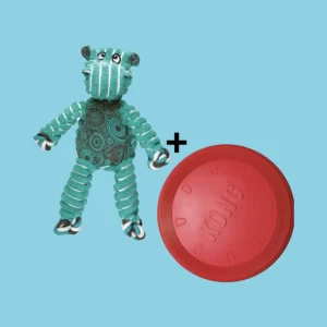 Combideal Kong Flyer Frisbee Rood (23 CM) + Kong Floppy Knots Hippo (36 CM)