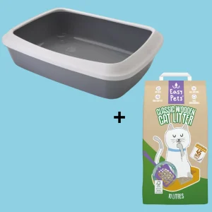 Combideal - Savic Kattenbak Iriz Koudgrijs + Easypets Classic Houtkorrel (10 LTR)