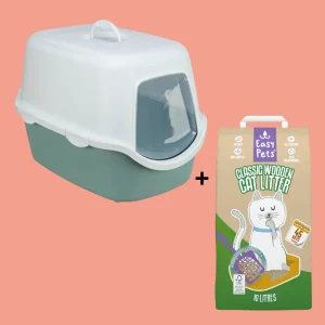 Combideal - Easypets Classic Houtkorrels (10 LTR) + Trixie Kattenbak Vico Salie / Wit