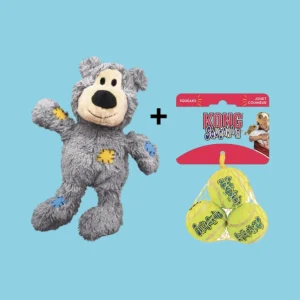 Combideal - Kong Wild Knots Bear + Kong Squeakair Tennisbal Geel Met Piep