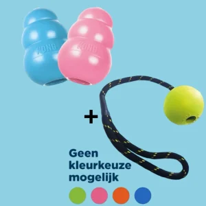 Kong Puppy Speeltje Small (Roze/Blauw) met Happy Pet Floater Bal aan Touw
