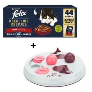 Felix Heerlijke Reepjes Farm Selectie Kattenvoeding & Trixie Cat Activity Flip Board