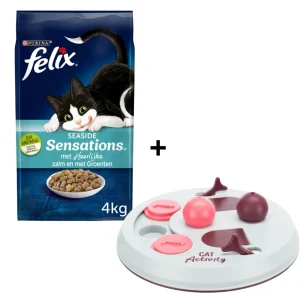 Combideal Felix Seaside Sensations - Kattenvoer Droogvoer - Zalm, Koolvis & Groenten - 4 kg + Cat Activity Intelligentie Puzzel