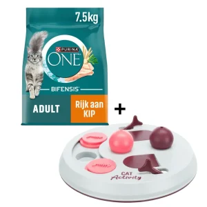 Combideal - Trixie Cat Activity Flip Board + Purina One Ad Kip Volkoren Graan 7.5 KG