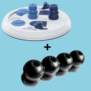 Trixie Dog Activity Flip Board & Kong Extreme Goodie Ribbon Large 21 CM- Hondenpuzzel Set