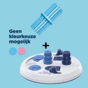Trixie Dog Activity Flip Board Wit & Kong Puppy Teething Stick Blauw - Uitdagend Hondenspeelgoed Set