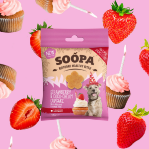 Soopa – Hondensnacks – Bites – Aardbei & Kokosroom Cupcake