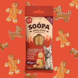 Soopa – Hond- Hondensnack – Hypoallergeen – Dental Sticks – Gingerbread Biscuit
