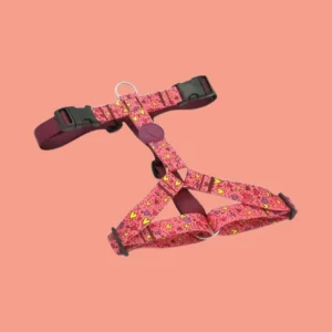 Hondentuig H-Tuig met Hartjesprint | Roze, Gerecycled & Verstelbaar
