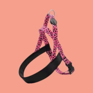 Gerecycled Noors Hondentuig Bubble Leo Roze met Luipaardprint