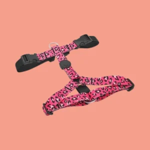 Hondentuig H-Tuig Gerecycled | Roze met Bubble Leo Print