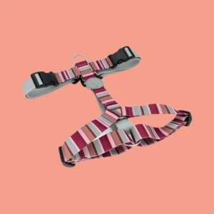 H-tuig Hondentuig Gerecycled | Rood-Roze Gestreept Skyline Patroon