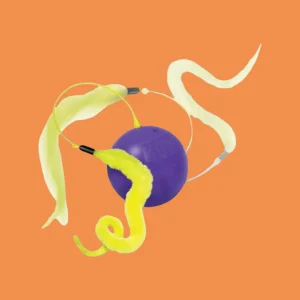 KONG Purrsuit Whirlwind Kattenspeeltje | Interactief Speelgoed met Pluizen & Linten - Paars