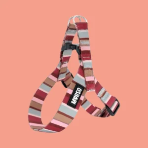 Morso Mini Hondentuig Verstelbaar Gerecycled | Skyline Rood-Roze Gestreept