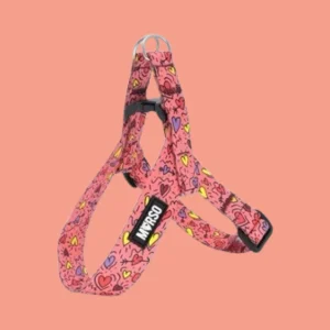 Roze Mini Hondentuig met Hartjesprint | Verstelbaar, Gerecycled Materiaal